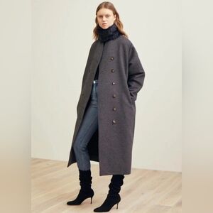 Toteme Bergerac Double-Breasted Wool Coat Gray
